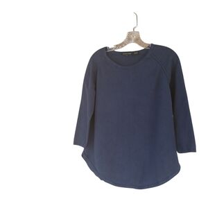 Jeanne Pierre Navy Raglan Sleeve Cotton Sweater Medium